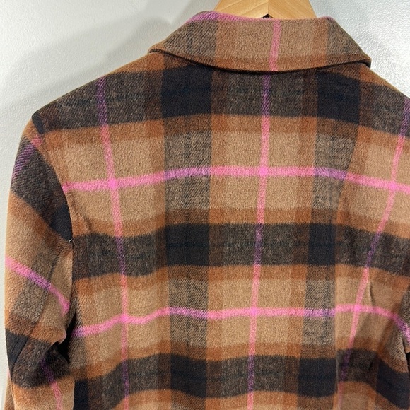 NWT BB Dakota Steve Madden Multicolor Pink Brown Plaid Utility Jacket Medium - Picture 9 of 11